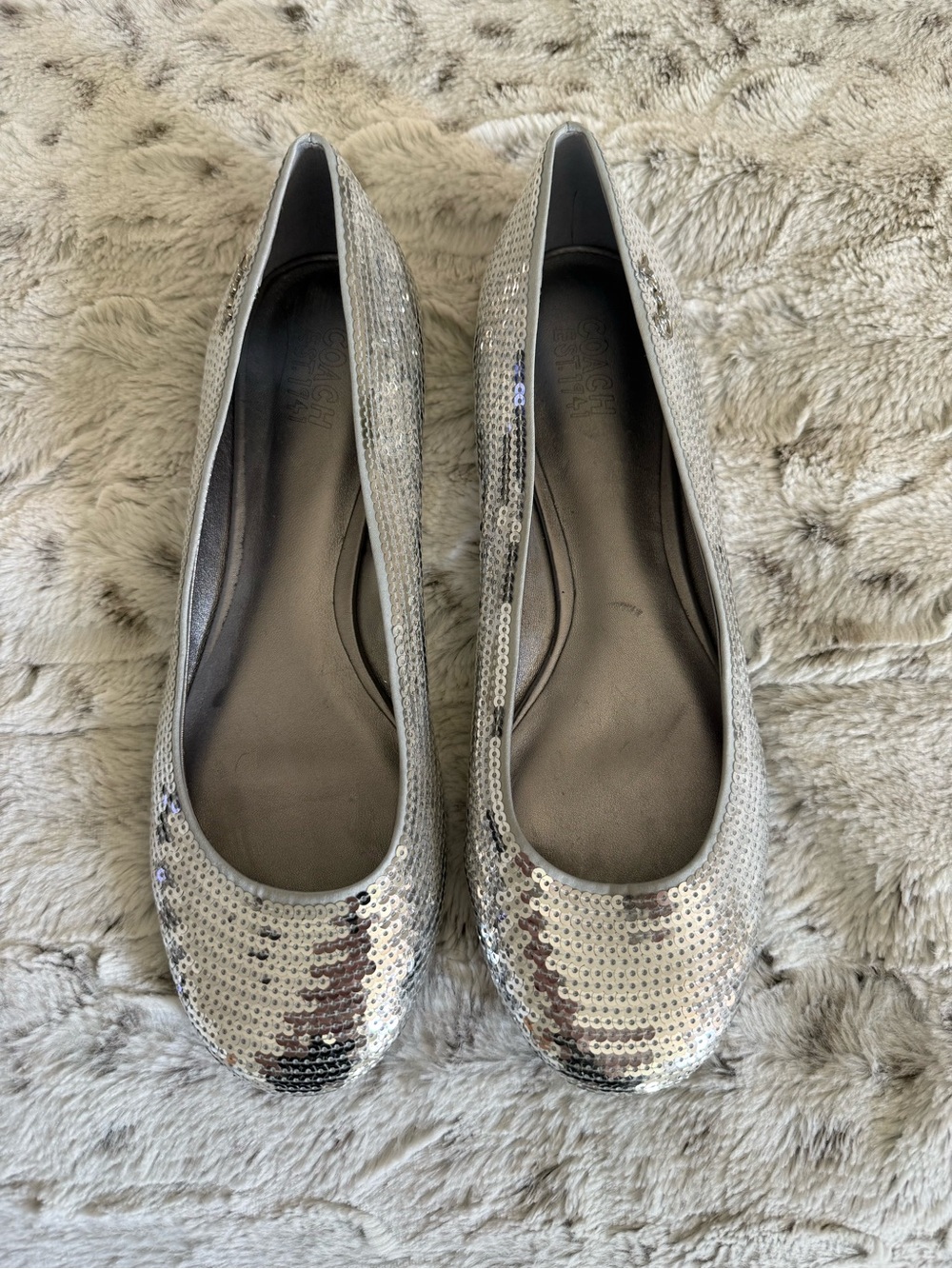Coach Silver Sequin Women's Ballet Flats